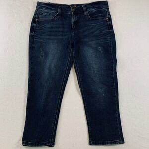 Seven7 Girlfriend Crop Jeans Women's Stretch Distressed‎ Dark Wash Denim Size 8